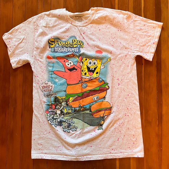 SpongeBob SquarePants tee pink paint splatter M - Picture 1 of 4